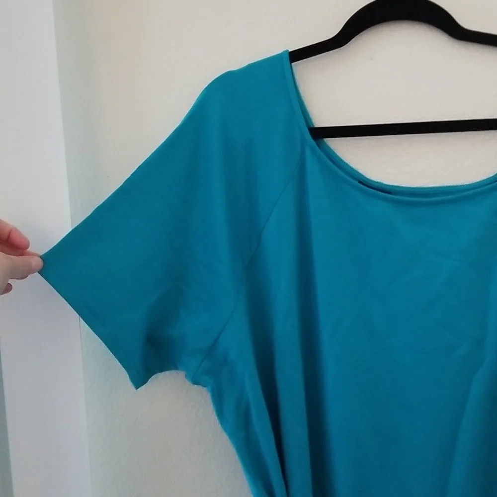 Torrid french terry teal off shoulder tshirt dress. Size 3x 22-24 - Picture 7 of 10